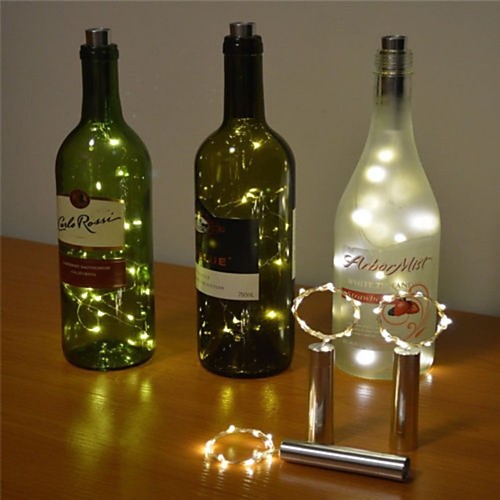 

2m 6.56ft 20 led botella de vino luz de corcho estrellado luces de cadena de alambre de cobre para botella decoración de mesa diy fiesta de bodas de navidad con batería 1 paquete
