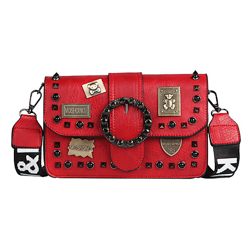 

Жен. Заклепки / Кристаллы Искусственная кожа Сумка Сплошной цвет Черный / Красный / Коричневый / Зима