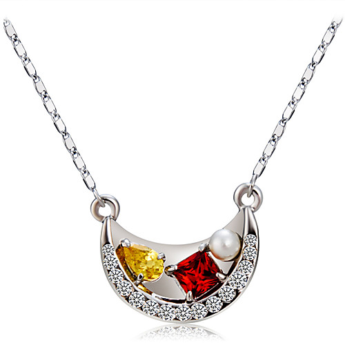 

Women's Multicolor Crystal Pendant Necklace Figaro Ship Romantic Fashion Elegant Imitation Pearl Silver Plated Chrome Silver 42.5 cm Necklace Jewelry 1pc For Formal Work / Imitation Diamond