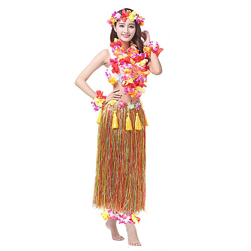 фото Гавайский хула танцор взрослые жен. винтажная коллекция гавайские костюмы трава юбка назначение пвх лайкра цветочный принт рождество хэллоуин карнавал юбки кофты головные уборы / neckwear Lightinthebox