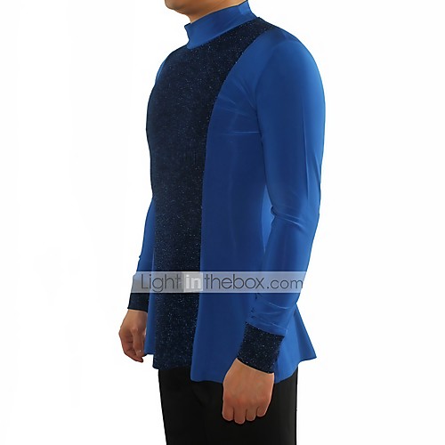 

Latin Dance Tops Men's Performance Polyester / Cotton Ruching / Split Joint Long Sleeve Top