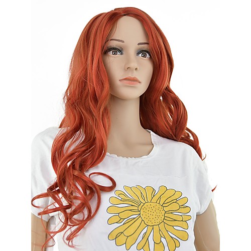 

Synthetic Wig Curly Deep Parting Wig Long Red Synthetic Hair 24 inch Women's Synthetic Red