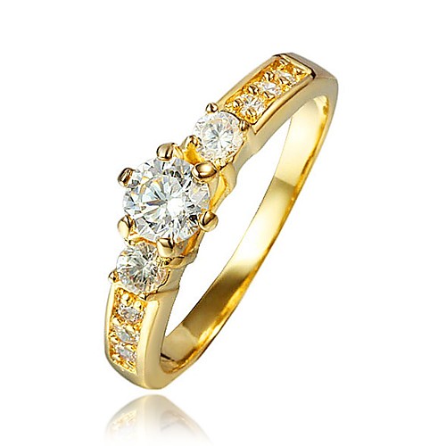 

Women's Ring Cubic Zirconia 1pc Gold 18K Gold Plated Fashion Party Engagement Jewelry Classic