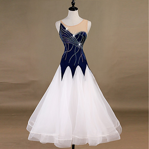 

Ballroom Dance Dresses Women's Training Organza / Tulle / Velvet Tiered Sleeveless High Dress