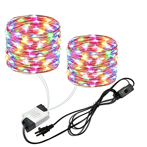 

ZDM 2x10M/ 66Ft 2x100leds Waterproof Copper Wire lights Fairy String EU/US Plug with Switch Direct use AC85-265V