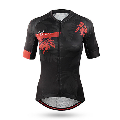 

Mountainpeak Women's Short Sleeve Cycling Jersey Black Floral Botanical Bike Jersey Top Mountain Bike MTB Road Bike Cycling Moisture Wicking Quick Dry Anatomic Design Sports Winter Coolmax Terylene