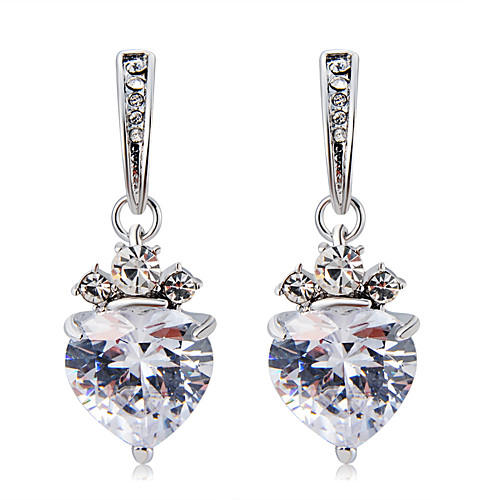 

Women's Clear Crystal Drop Earrings Transparent Heart Fashion Modern Elegant Imitation Diamond Earrings Jewelry Silver For Daily Formal 2pcs