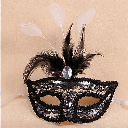 фото Принцесса маски / венецианская маска / перо чистая шляпа взрослые секси жен. синий / цвет фуксии / золотой пластик / перья для вечеринок косплэй аксессуары хэллоуин / карнавал / маскарад костюмы Lightinthebox