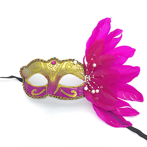 фото Принцесса маски / венецианская маска / перо чистая шляпа взрослые секси жен. синий / розовый / цвет фуксии пластик / перья для вечеринок косплэй аксессуары хэллоуин / карнавал / маскарад костюмы Lightinthebox