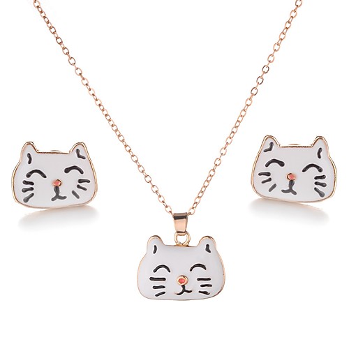 

Women's Stud Earrings Necklace Classic Cat Sweet Cute Earrings Jewelry Gold For Daily Street 1 set