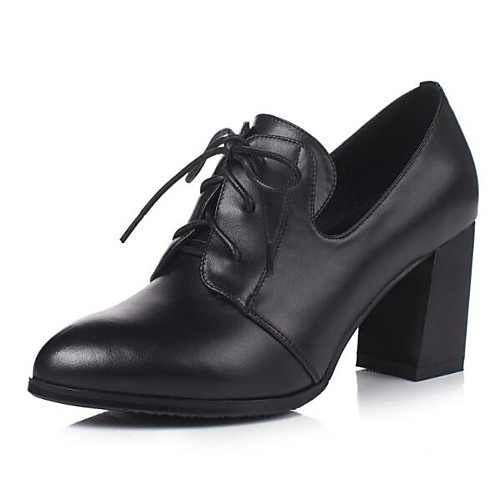 

Жен. Наппа Leather Весна Туфли на шнуровке На толстом каблуке Закрытый мыс Черный