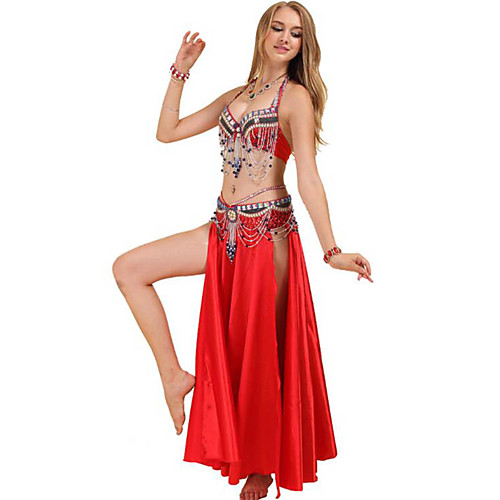 

Belly Dance Outfits Women's Training / Performance Polyester Crystals / Rhinestones / Paillette Sleeveless Dropped Bra