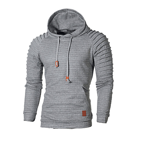 

Men's Basic Long Sleeve Hoodie - Solid Colored Hooded Dark Gray XXXL