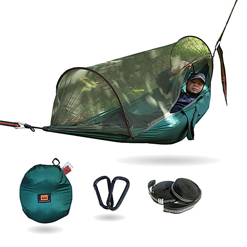 

Camping Hammock with Pop Up Mosquito Net Outdoor Lightweight Quick Dry Breathability Nylon for 1 person Fishing Camping Black Dark Green Army Green / Anti-Mosquito / Anti-Mosquito / Pop Up Design