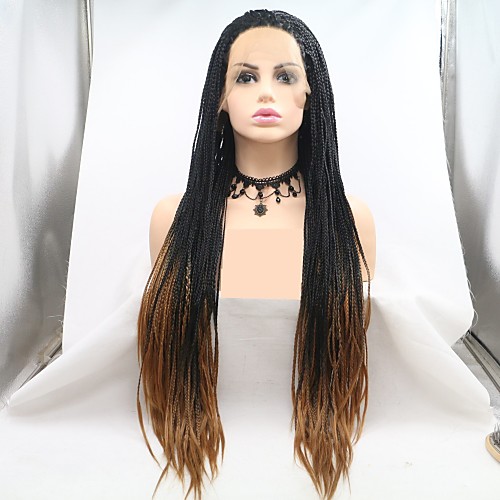 

Синтетические кружевные передние парики / Дреды / Faux Locs переплетенный Стиль Стрижка каскад Лента спереди Парик Черный Черный / коричневый Искусственные волосы 24 дюймовый Жен. / Коричневый