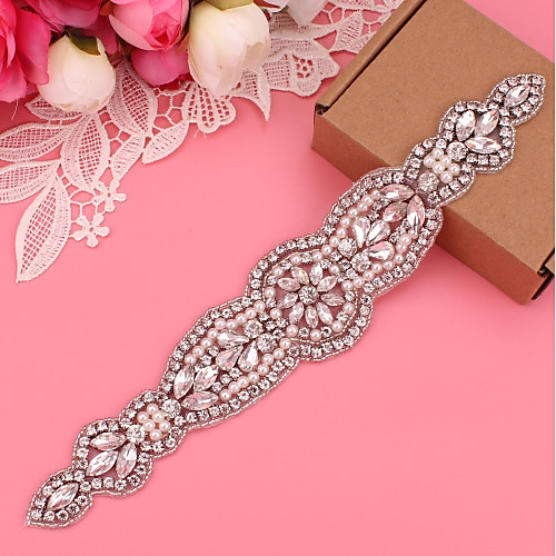 

Silver-Plated Wedding / Party / Evening Sash With Imitation Pearl / Appliques / Crystals / Rhinestones Women's Sashes