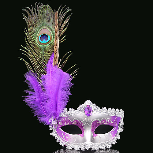 фото Маски / венецианская маска / перьевая маска взрослые секси жен. красный золотой / розовый glod / pink silver пластик / перья для вечеринок косплэй аксессуары хэллоуин / карнавал / маскарад Lightinthebox
