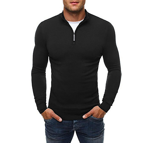 

Муж. Длинный рукав Толстовка - Однотонный Воротник-стойка