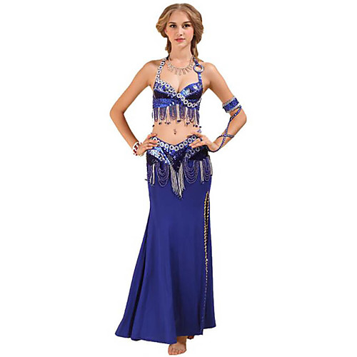 

Belly Dance Outfits Women's Training / Performance Polyester Paillette Sleeveless Dropped Bra / Waist Accessory