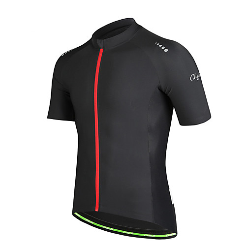 

cheji Men's Short Sleeve Cycling Jersey Black Bike Jersey Top Mountain Bike MTB Road Bike Cycling Breathable Quick Dry Sports Polyester Clothing Apparel