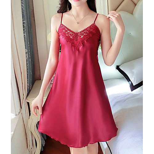 

Жен. Шёлк и сатин / Костюм Ночное белье - Аппликация Однотонный