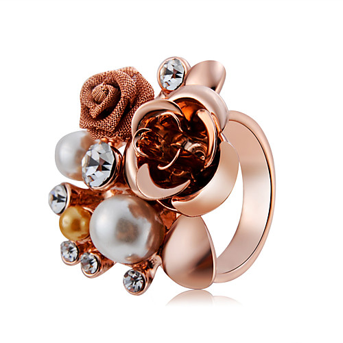 

Women's Statement Ring Ring Cubic Zirconia 1pc Rose Gold Imitation Pearl Chrome Rose Gold Plated Unique Design Hyperbole Oversized Party Ceremony Jewelry Retro Flower Shape Cool / Imitation Diamond