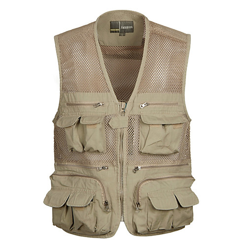 

Men's Hiking Vest / Gilet Fishing Vest Outdoor Waterproof Lightweight Breathable Quick Dry Jacket Top Single Slider Fishing Hiking Climbing Army Green / Khaki