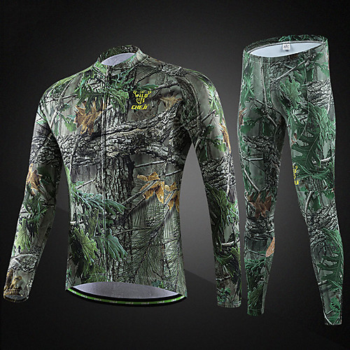 

cheji Men's Long Sleeve Cycling Jersey with Tights Camouflage Bike Bib Shorts Clothing Suit Breathable Quick Dry Sports Lycra Mountain Bike MTB Road Bike Cycling Clothing Apparel / High Elasticity