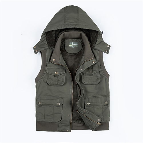 

Men's Hiking Vest / Gilet Fishing Vest Winter Outdoor Windproof Quick Dry Wear Resistance Top Cotton Single Slider Fishing Outdoor Exercise Army Green / Khaki