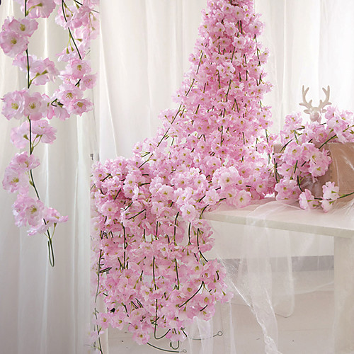 

Искусственные Цветы 1 Филиал С креплением на стену подвешенный Для вечеринки Свадьба Сакура Корзина Цветы