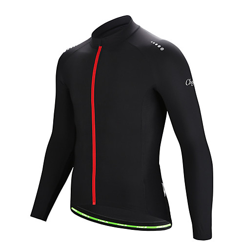 

cheji Men's Long Sleeve Cycling Jersey Winter Fleece Polyester Black Bike Jersey Top Mountain Bike MTB Road Bike Cycling Breathable Sports Clothing Apparel / High Elasticity