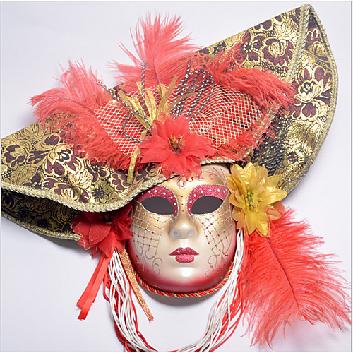 фото Косплей венецианская маска / половинная маска взрослые хэллоуин жен. красный / синий / розовый пластик / перья / ткань для вечеринок косплэй аксессуары хэллоуин / карнавал / маскарад костюмы Lightinthebox