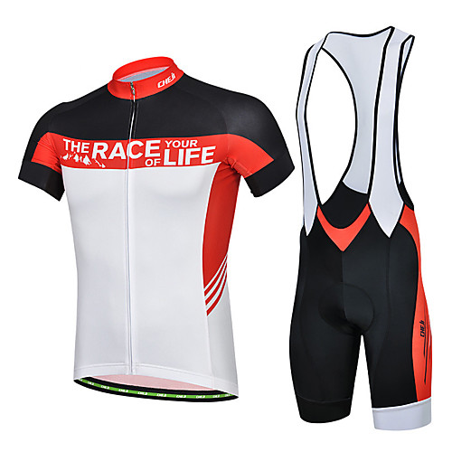 

cheji Men's Short Sleeve Cycling Jersey with Bib Shorts Red / White Blue / White Bike Clothing Suit Breathable Sports Lycra Solid Colored Mountain Bike MTB Road Bike Cycling Clothing Apparel