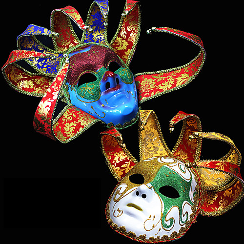 фото Венецианская маска маскарадная маска половинная маска вдохновлен косплей венецианец желтый синий хэллоуин хэллоуин карнавал маскарад взрослые жен. мужской / маски / маски lightinthebox