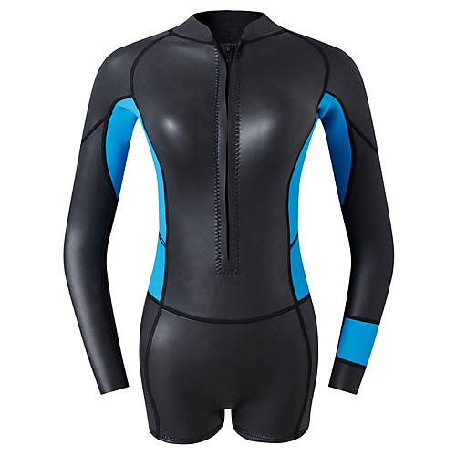 

Women's Shorty Wetsuit 2mm CR Neoprene Diving Suit High Elasticity Stretchy UPF50 Long Sleeve Front Zip Solid Colored Autumn / Fall Spring Summer
