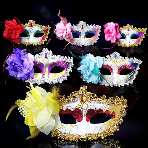 фото Венецианская маска маскарадная маска половинная маска вдохновлен косплей венецианец лиловый желтый хэллоуин хэллоуин карнавал маскарад взрослые жен. мужской / маски / маски lightinthebox