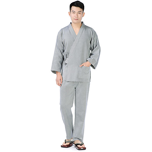 

Adults' Men's Kimonos Japanese Traditional Kimono Jinbei Bathrobe For Halloween Daily Wear Festival Pure Cotton Top Pants