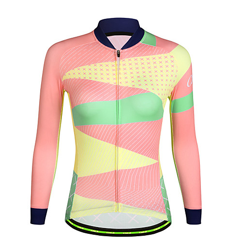 

cheji Women's Long Sleeve Cycling Jersey Winter Pink Bike Jersey Top Mountain Bike MTB Road Bike Cycling Breathable Sports Clothing Apparel