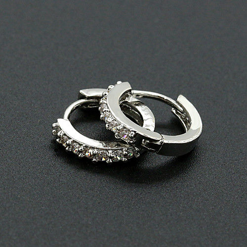 

Women's AAA Cubic Zirconia Hoop Earrings Classic Simple Fashion Modern Silver Earrings Jewelry Silver For Prom Office & Career 1 Pair