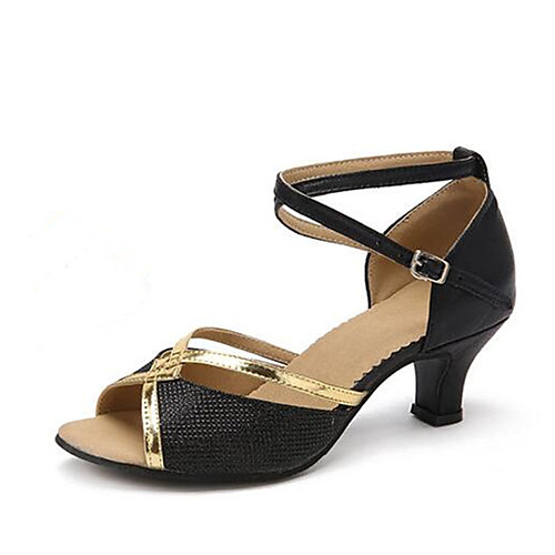 

Women's Dance Shoes Synthetics Latin Shoes Sandal Cuban Heel Customizable Gold / Black / Silver / Performance