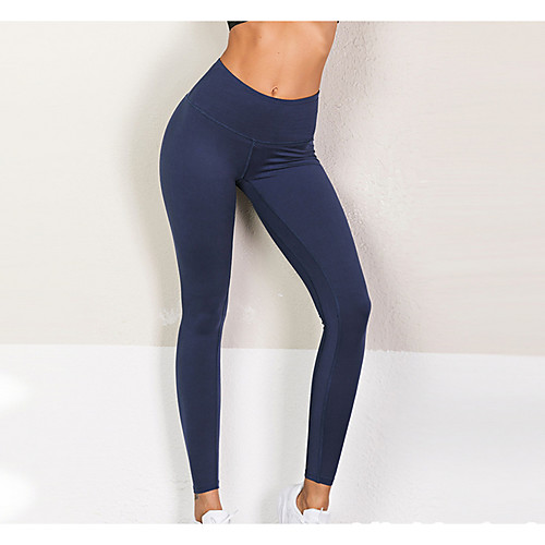 

Women's Daily Sexy Sporty Legging - Solid Colored, Ruched High Waist Navy Blue Purple Lavender M L XL / Slim