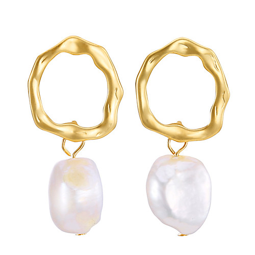 

Women's Drop Earrings Classic Geometric Hammered Pearl Earrings Jewelry Gold For Wedding Engagement 1 Pair