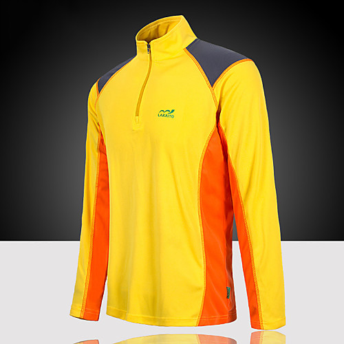 

Men's Patchwork Hiking Tee shirt Long Sleeve Outdoor Lightweight UV Resistant Breathable Quick Dry Tee / T-shirt Top Summer POLY Standing Collar Camping / Hiking Camping / Hiking / Caving Traveling
