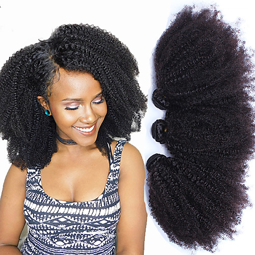 

Mongolian Afro Kinky Curly Weave Human Hair Extensions 4B 4C Virgin Human Hair 3 BundleS Natural Black 10-24 Inch