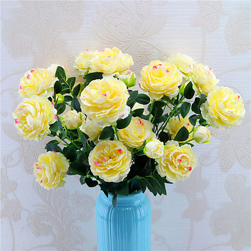 

Artificial Flowers 5 Branch Classic Stylish Wedding Roses Peonies Tabletop Flower