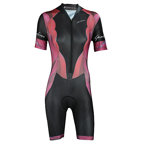 

ILPALADINO Women's Short Sleeve Triathlon Tri Suit Black Bike Triathlon / Tri Suit Coverall Breathable Quick Dry Ultraviolet Resistant Sports Elastane Clothing Apparel