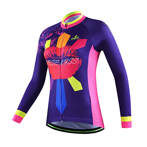 

cheji Women's Long Sleeve Cycling Jersey Winter Polyester Violet Dark Pink Pink Bike Jersey Top Mountain Bike MTB Road Bike Cycling Breathable Sports Clothing Apparel / High Elasticity