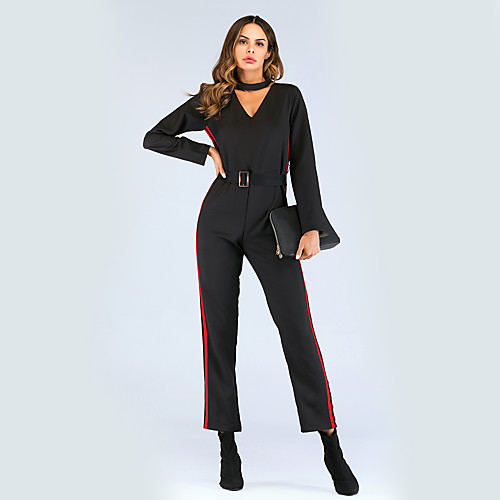 

Жен. Черный Комбинезоны, Контрастных цветов M L XL