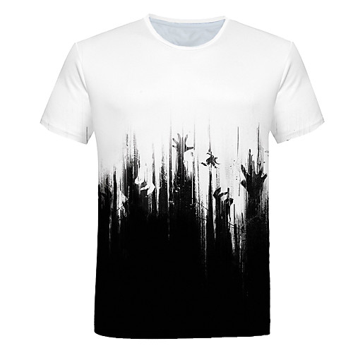 

Men's Daily Sports Basic / Exaggerated T-shirt - Geometric / Color Block / 3D Black & White, Print Rainbow