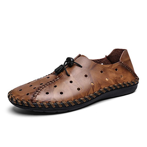 

Men's Patent Leather Fall / Spring & Summer Casual / Vintage Oxfords Walking Shoes Breathable Khaki / Brown / Black